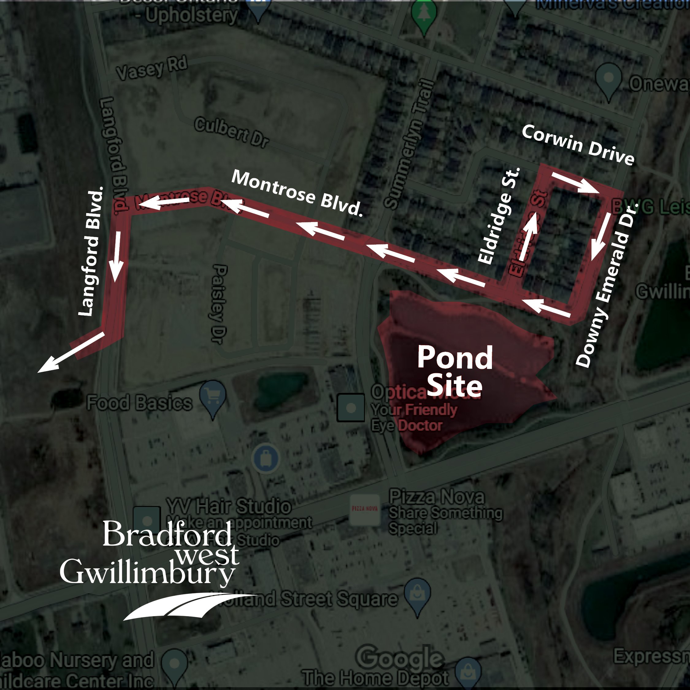 Map of haul route for pond cleaning Map of haul route for pond cleaning