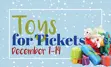 Toys for Tickets graphic, reading "Toys for Tickets, December 1-14"