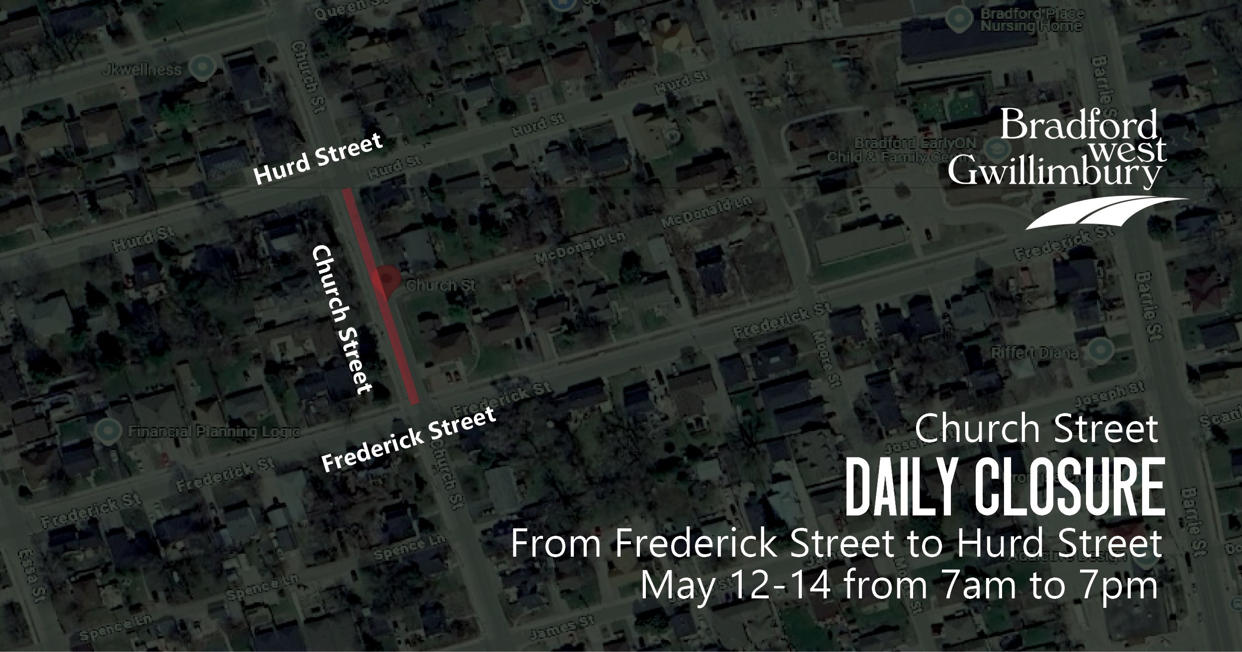 image of church street closure on map