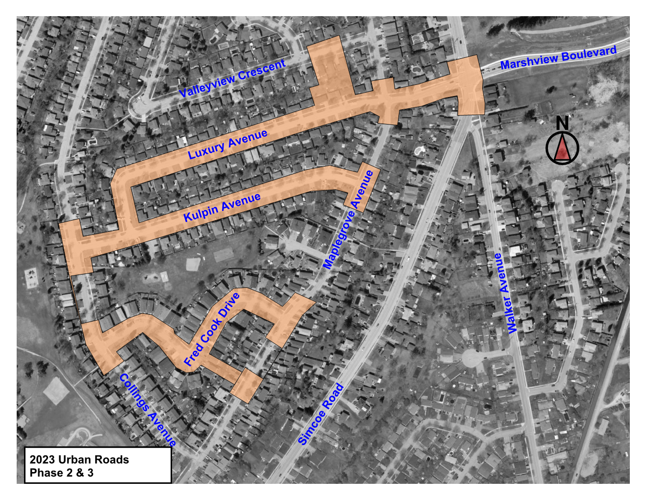 Urban Roads Project, phase 2 project map