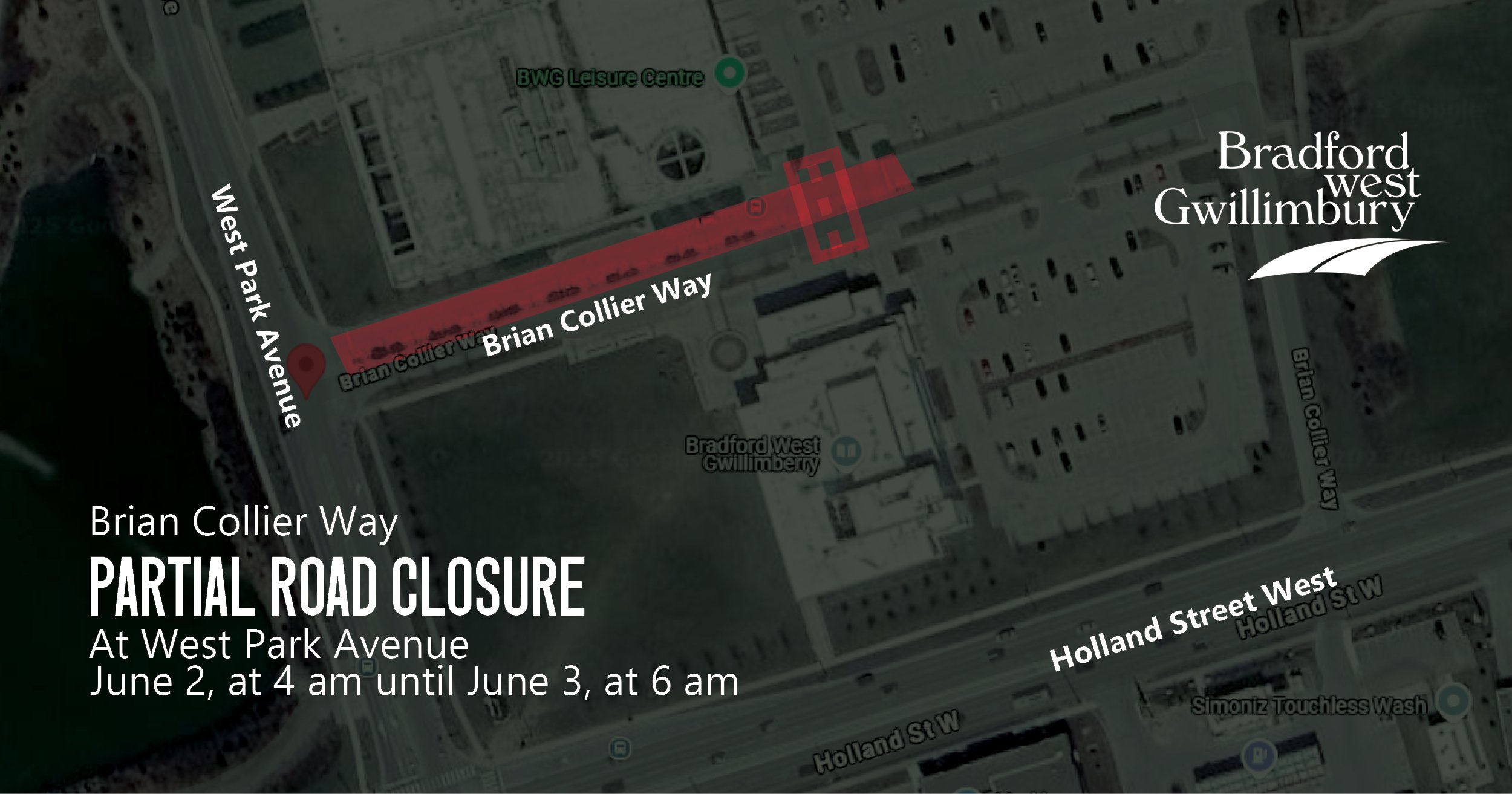 Image of closure at West Park Avenue and Brian Collier Way