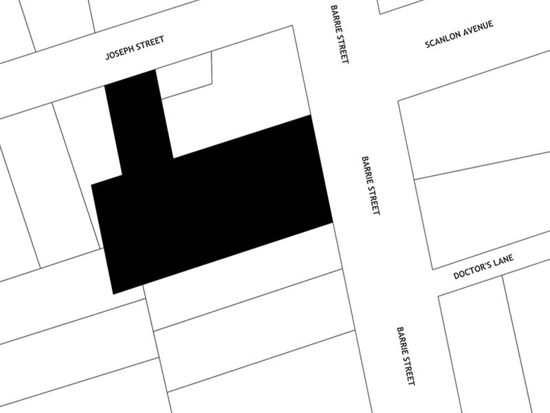 Map intersection of Barrie Street, Doctor's Lane, Scanlon Avenue, and Joseph Street