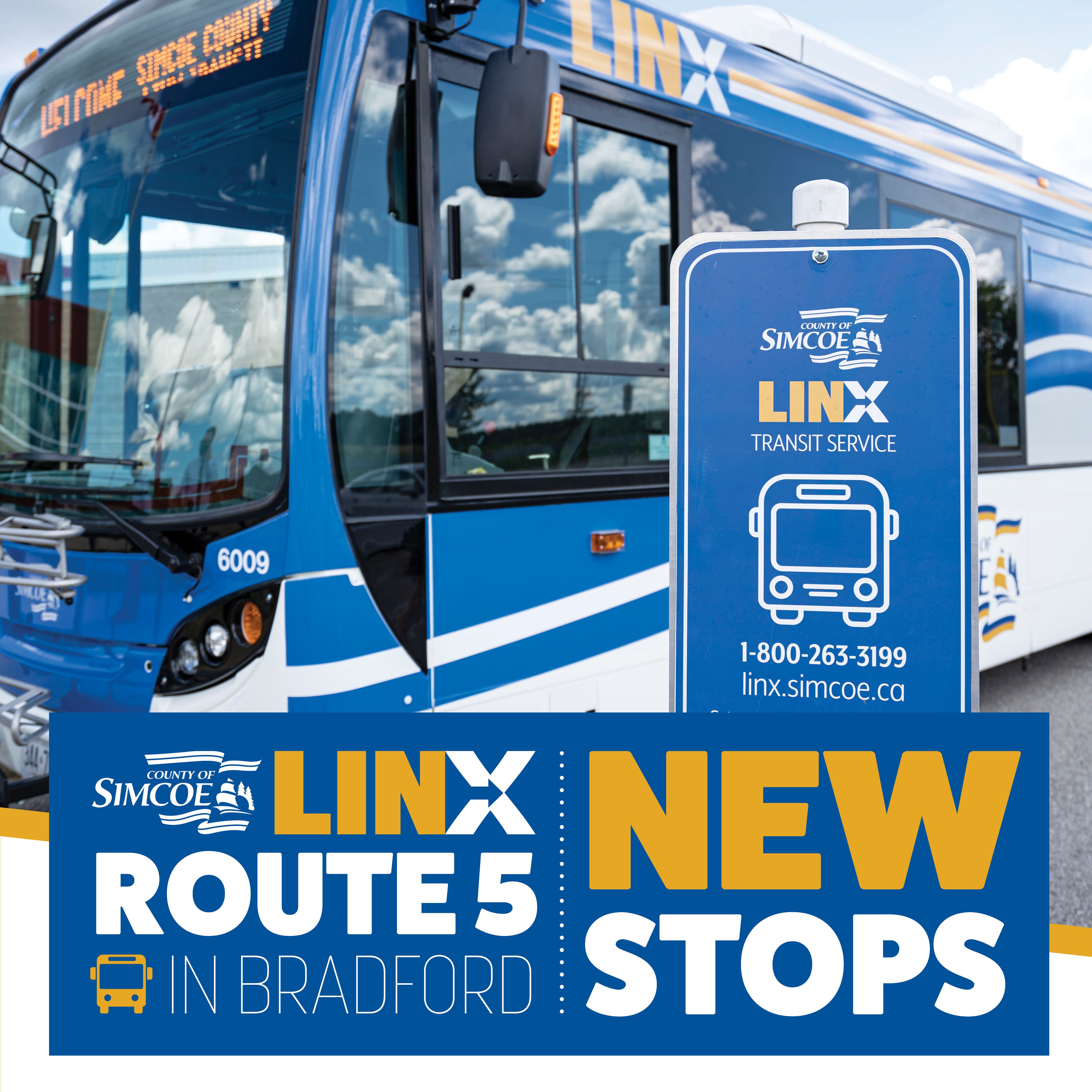 Image of LINX Transit bus with new stop text