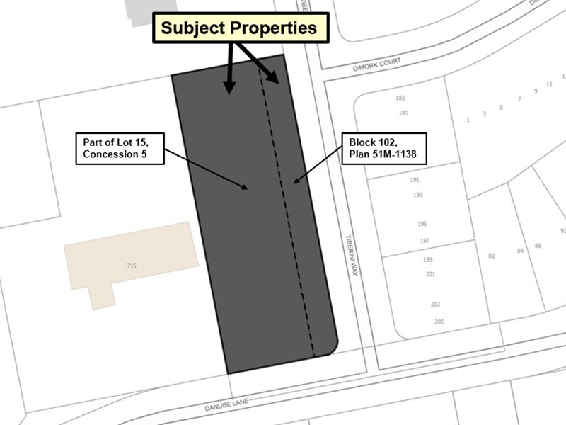 Image of outlined subject properties on map