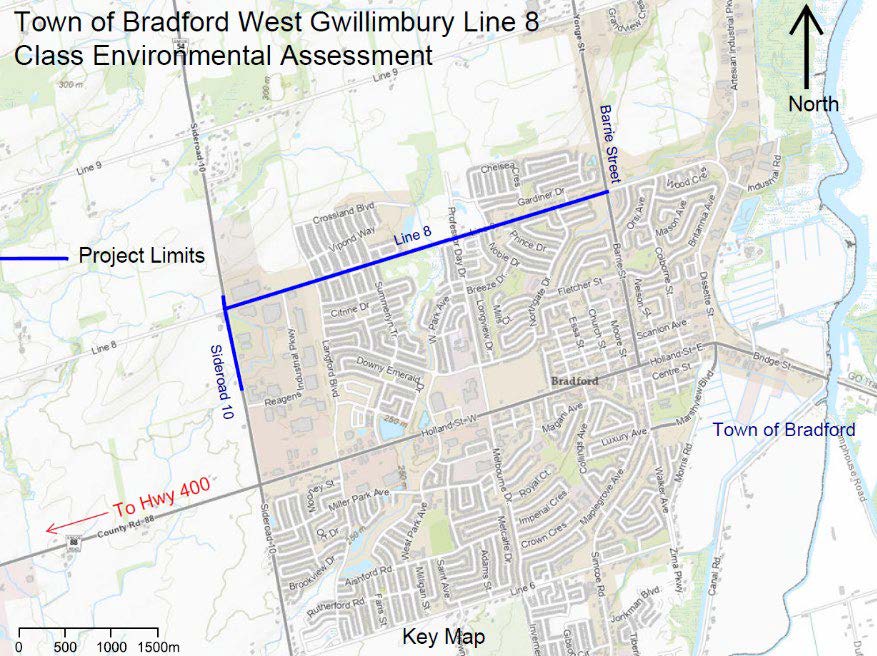 Image of where the EA will be from Line 8 between barrie street and sideroad 10