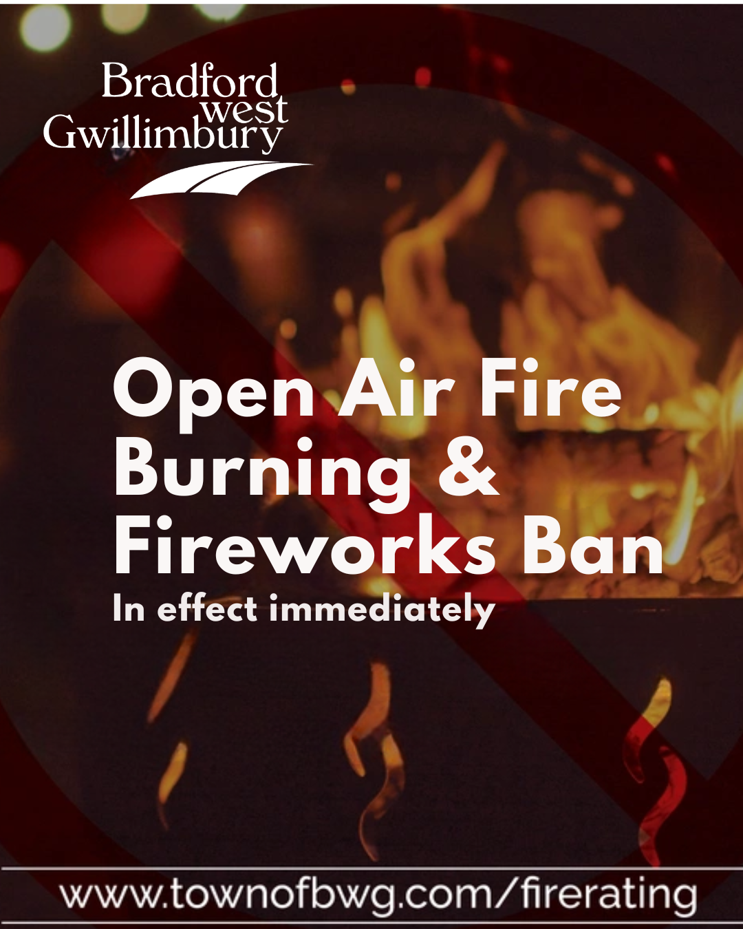 fire ban notice with town logo