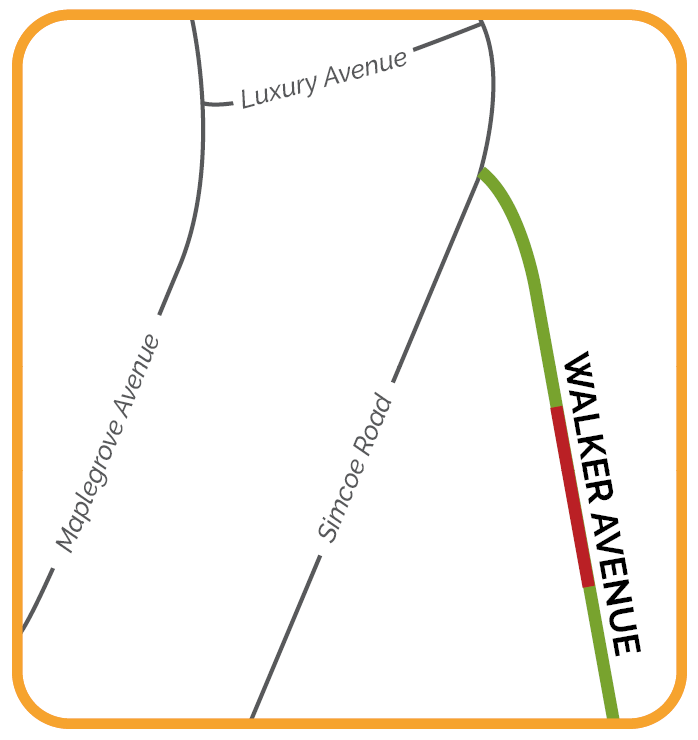 Map indicating project area: approximately 225-228 Walker Avenue