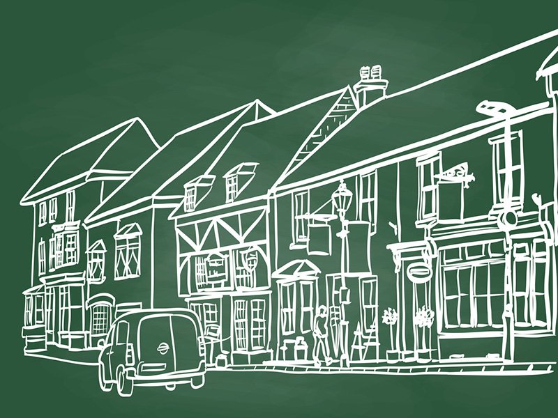Illustration of town heritage street