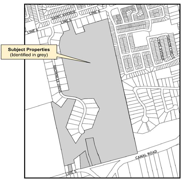 subject properties indicated on map