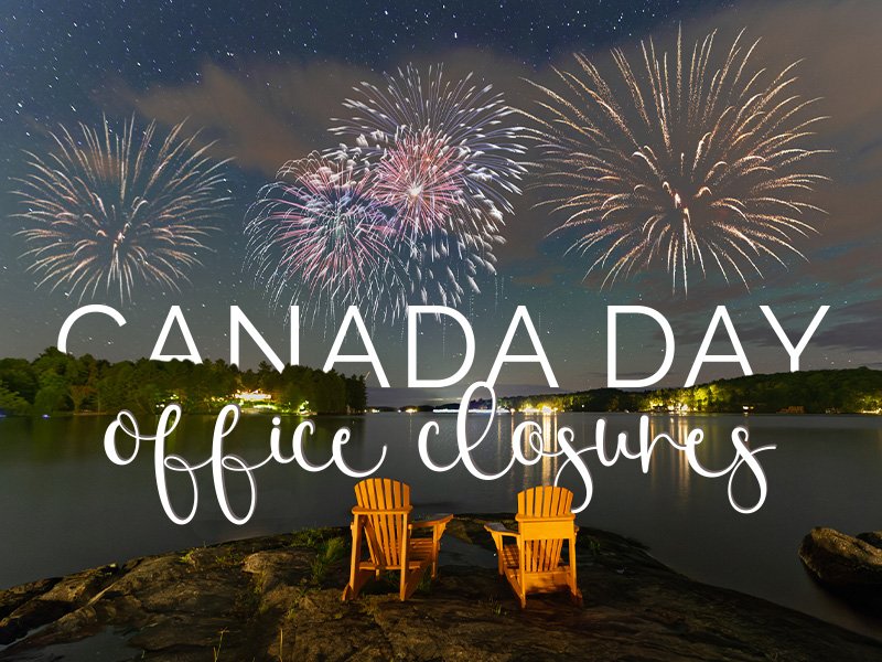 Image of lake from a cottage view with fireworks bursting in the sky