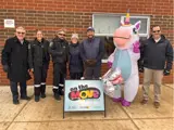 Mayor Leduc, Councillor Scott, and members of BWG Enforcement promoting On The Move