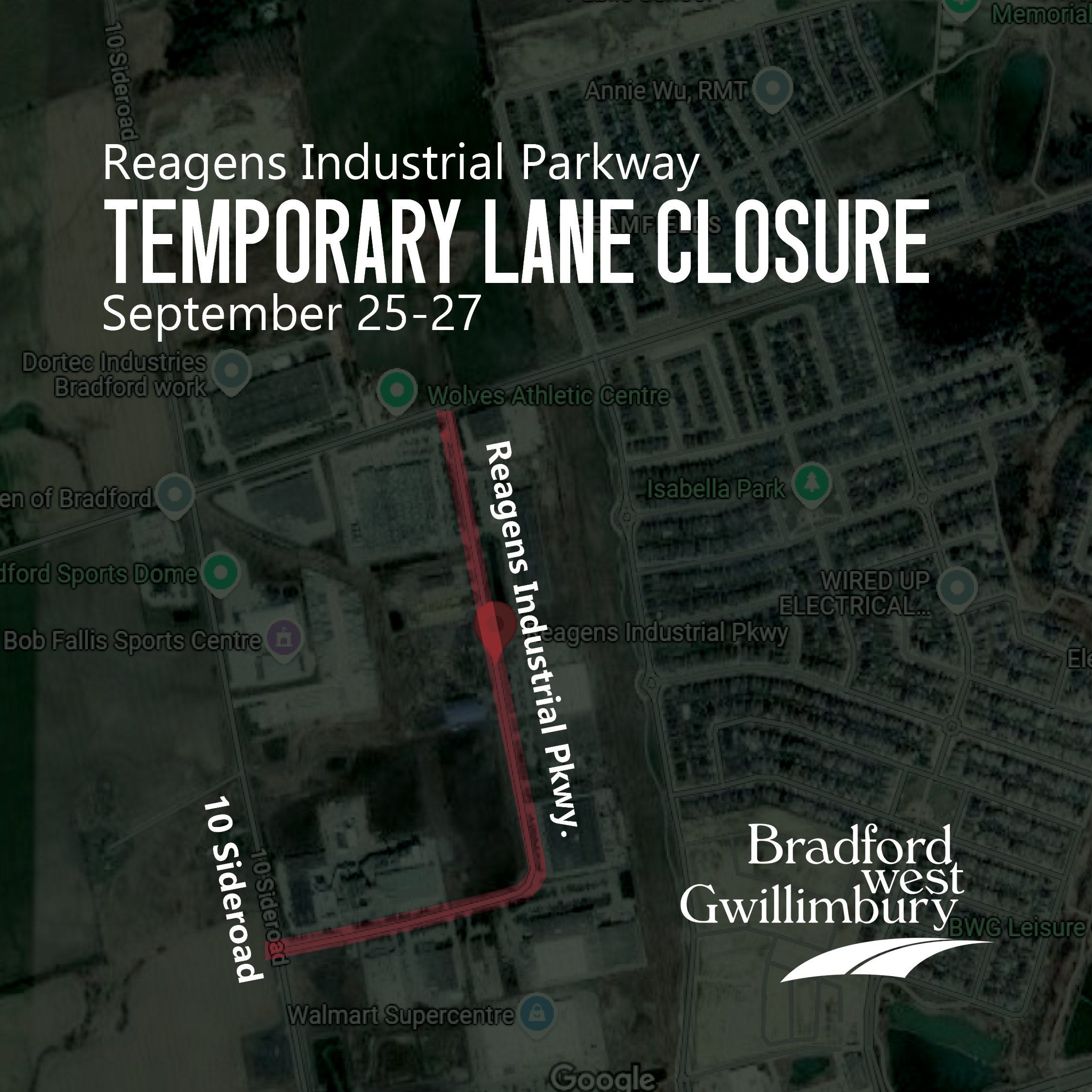 Image of map highlighting Reagans Industrial Parkways