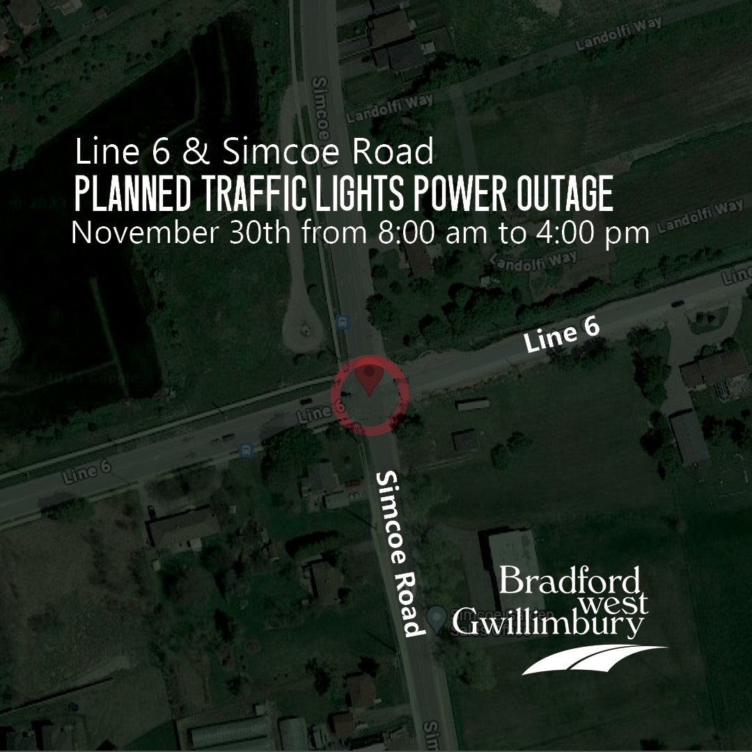 Map overview of the intersection of Line 6 and Simcoe Road