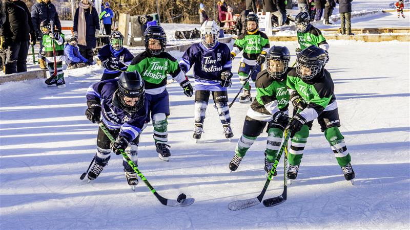 young hockey players on ice during a game